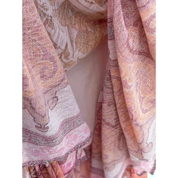 Super Natural Secret Mission Womens Square Neck Boho Midi Dress Pink Floral Sz L - Picture 8 of 10